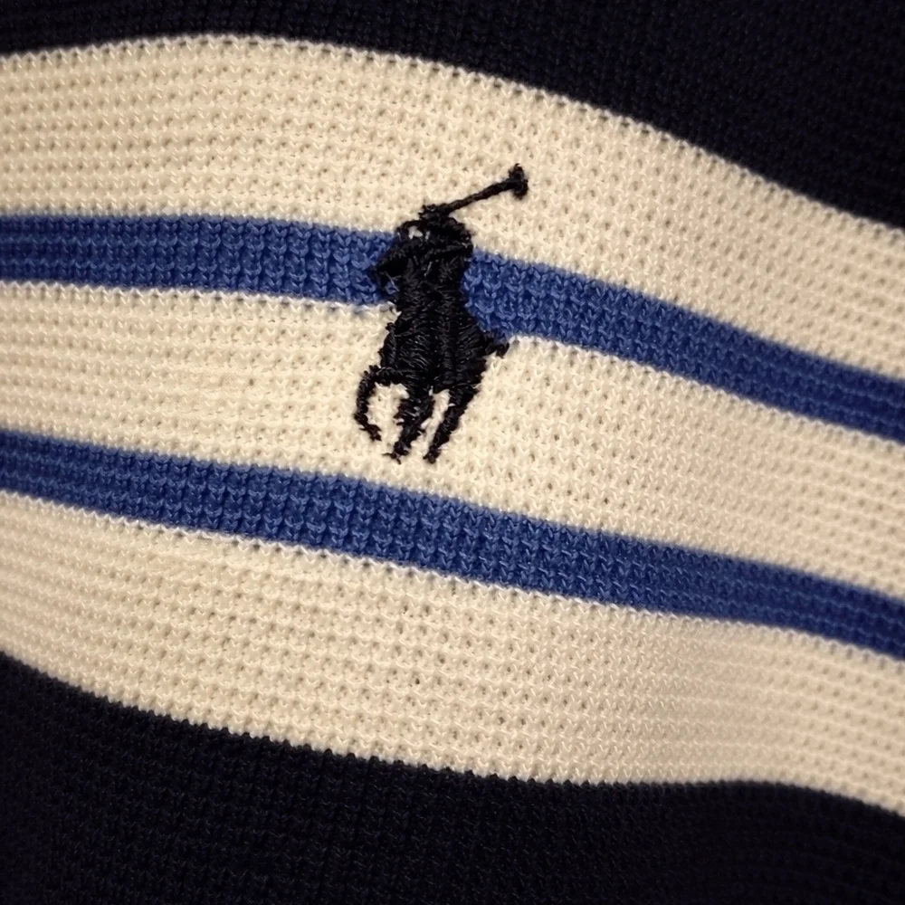 Polo Ralph Lauren Striped Polo Shirt Men's XXL Navy White Cotton Nautical Preppy